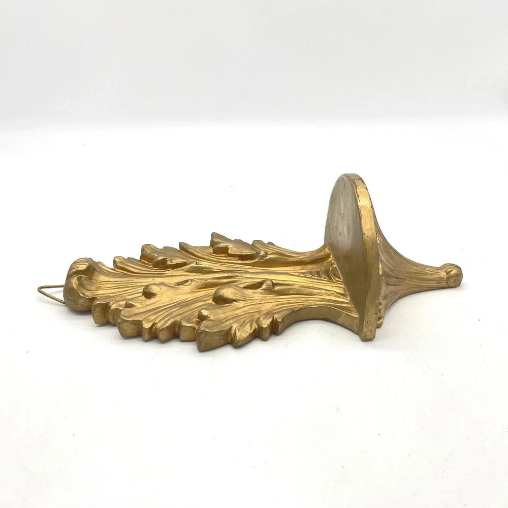 Vintage Style Gold Acanthus Leaf Wall Corbel Floating Shelf Ornate Gilded 9.5in